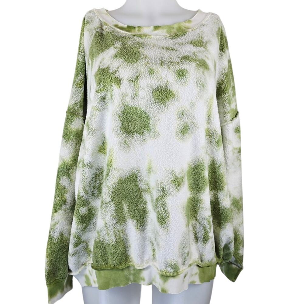 Intimately Free People Green Tie Dye Exposed Seams Sweatshirt Women's Lg